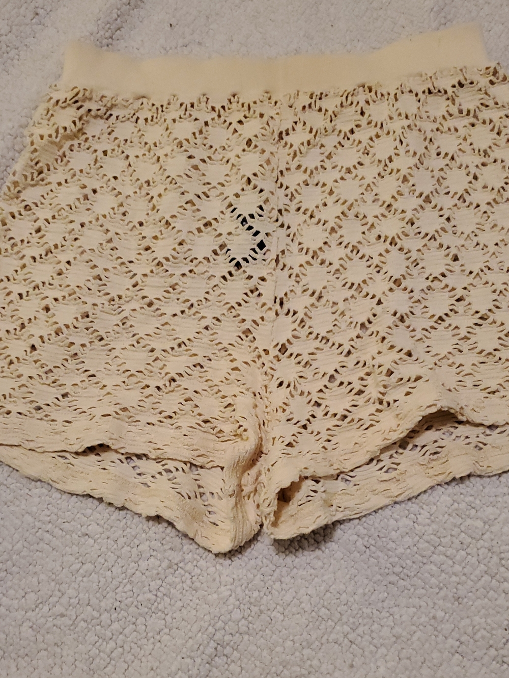 Elan Cream Crochet Lace Lounge Shorts